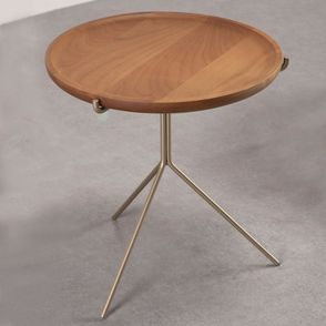 Mesa de Apoio Liz Baixa Tampo Natural Base Champagne - 78044