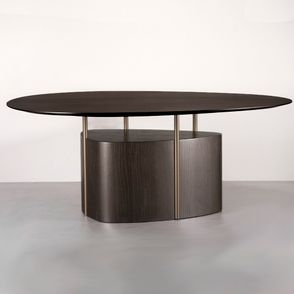 Mesa Jantar Oslo Tampo Bronze Haste Champagne 196cm - 78138