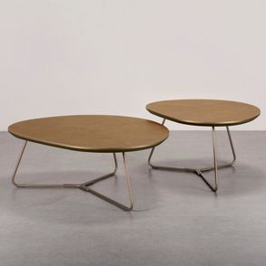 Conjunto Mesa Centro Infinity Recouro Caramelo e Gold - 78156