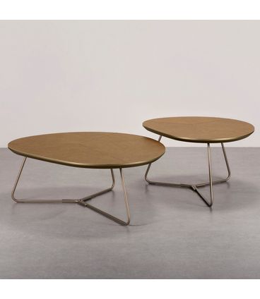 Conjunto Mesa Centro Vallèe Recouro Caramelo e Gold - 78156