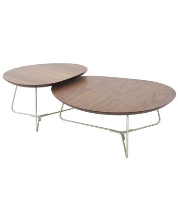 Conjunto Mesa Centro Vallèe Tampo Nogueira Base Gold - 78157