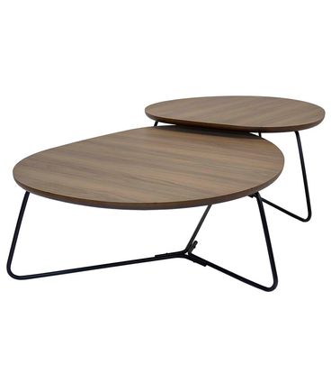 Conjunto Mesa Centro Vallèe Tampo Nogueira Base Preto - 78158