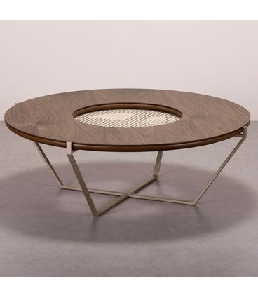 Mesa Centro Lira Nogueira Base Fendi Telha Palha - 78159