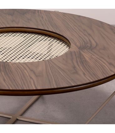 Mesa Centro Lira Nogueira Base Fendi Telha Palha - 78159