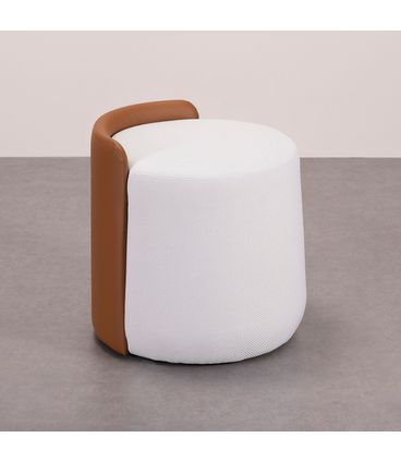 Puff Elano Estofado Trama White Courino Caramelo 53cm - 78189