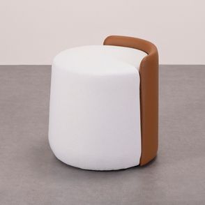 Puff Alamo Estofado Trama White Courino Caramelo 53cm - 78189