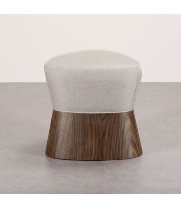 Puff Amparo Assento Trama Cru Base Nogueira - 78221
