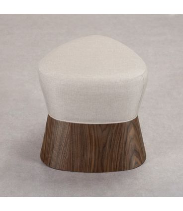 Puff Amparo Assento Trama Cru Base Nogueira - 78221