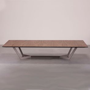 Mesa Centro Pampa Tampo Nogueira Base Bronze - 78225