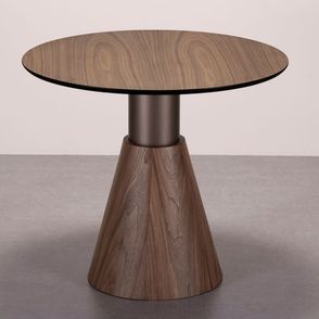 Mesa Lateral Glammy Redonda Nogueira e Bronze - 78240