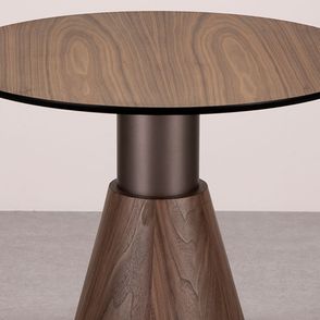Mesa Lateral Glammy Redonda Nogueira e Bronze - 78240