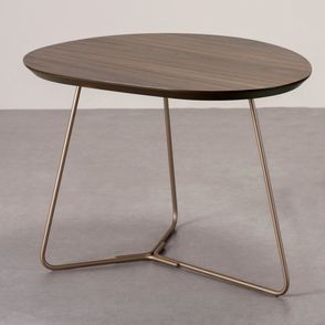 Mesa Lateral Infinity Baixa Tampo Nogueira Base Champagne - 78245