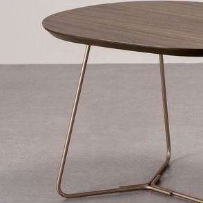 Mesa Lateral Infinity Baixa Tampo Nogueira Base Champagne - 78245