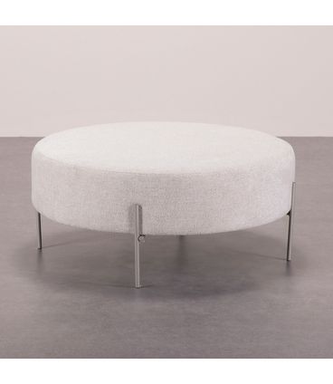 Puff Beagle Redondo Baixo Trama Latte Base Aluminium - 78260