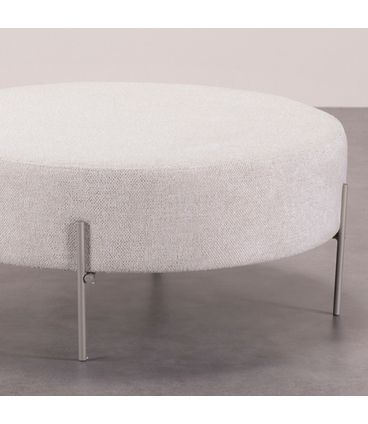 Puff Beagle Redondo Baixo Trama Latte Base Aluminium - 78260