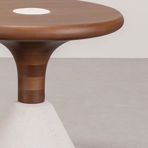 Mesa Centro Pietra Alta Tampo Castanho e Cimento Areia - 78273