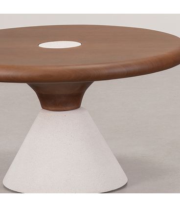 Mesa Centro Élise Baixa Tampo Castanho e Cimento Areia - 78274