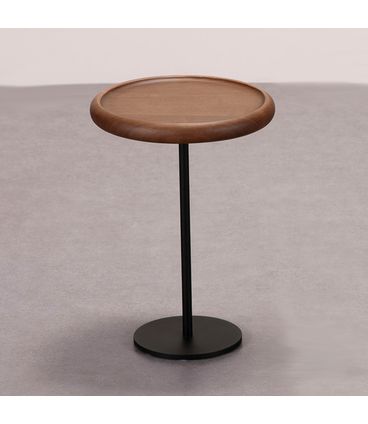 Mesa Lateral Olivet Baixa Tampo Redondo Madeira Natural - 78283