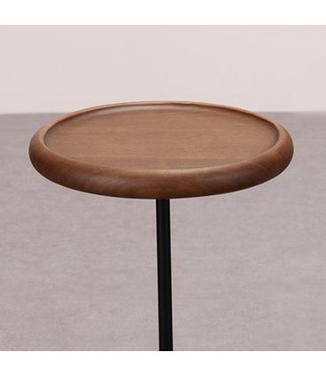 Mesa Lateral Olivet Baixa Tampo Redondo Madeira Natural - 78283