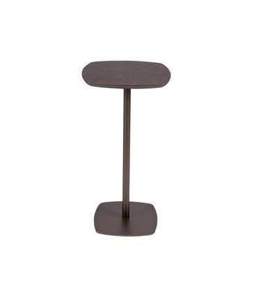 Mesa Apoio Violette Baixa Tampo Recouro Mescla Cinza Base Bronze - 78289