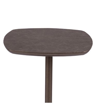 Mesa Apoio Violette Baixa Tampo Recouro Mescla Cinza Base Bronze - 78289
