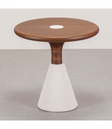 Mesa Lateral Élise Tampo Castanho Base Cimento Areia - 78303