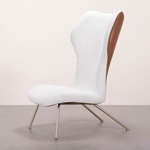 Poltrona Doppio White e Corino Caramelo Base Champagne - 78305