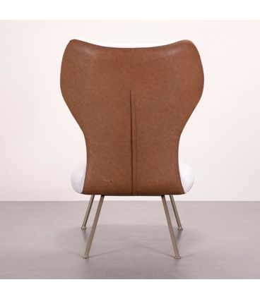 Poltrona Charme White e Corino Caramelo Base Champagne - 78305