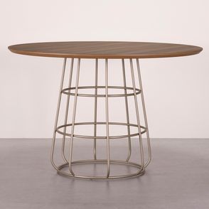 Mesa Jantar Spirit Tampo Castanho Base Champagne 135cm - 78325