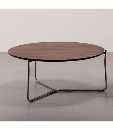 Mesa Centro Essence Baixa Tampo Nogueira Base Bronze - 78334