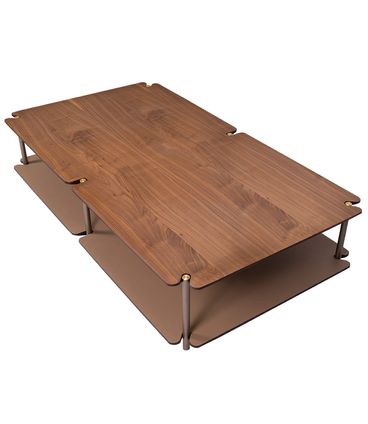 Mesa Centro Ravena Tampo Nogueira Base Bronze - 78335