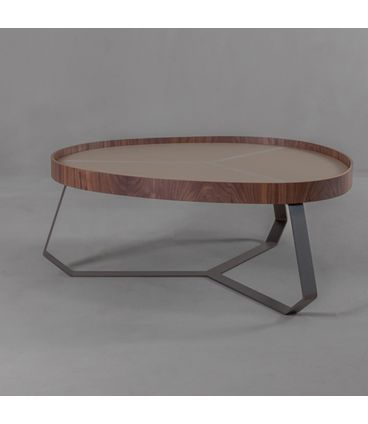 Mesa Centro Rocco Alta Nogueira e Fendi Base Bronze - 78336