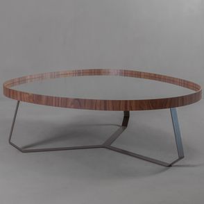 Mesa Centro Versace Baixa Tampo Espelho Base Bronze - 78337