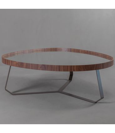 Mesa Centro Rocco Baixa Tampo Espelho Base Bronze - 78337