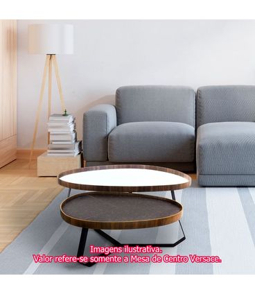 Mesa Centro Rocco Baixa Tampo Espelho Base Bronze - 78337