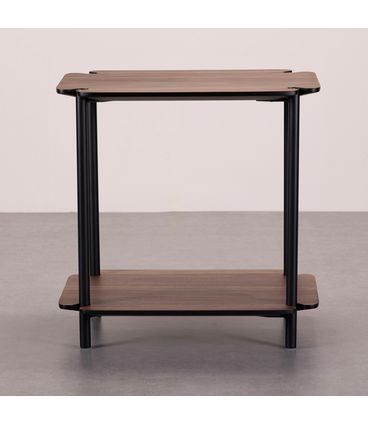 Mesa Lateral Ravena Quadrada Nogueira Haste Preto - 78346