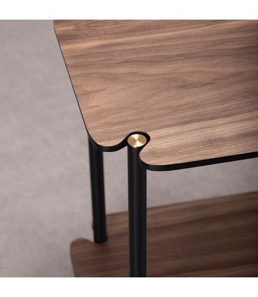 Mesa Lateral Ravena Quadrada Nogueira Haste Preto - 78346