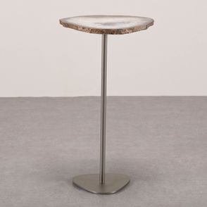 Mesa Apoio Urano Alta Tampo Pedra Ágata Base Aço Bronze - 72637