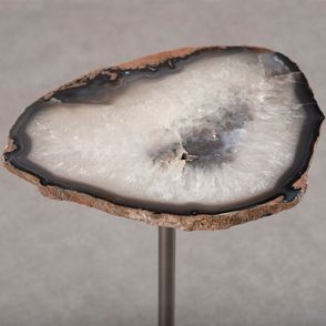 Mesa Apoio Urano Alta Tampo Pedra Ágata Base Aço Bronze - 72637