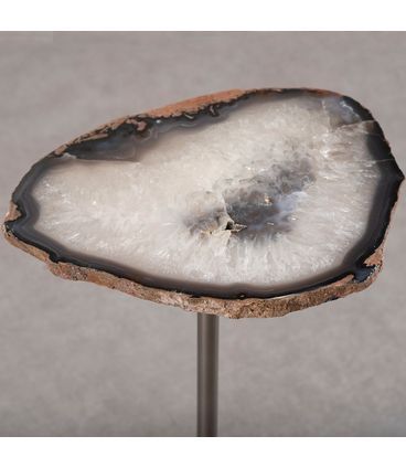 Mesa Apoio Urano Alta Tampo Pedra Ágata Base Aço Bronze - 72637