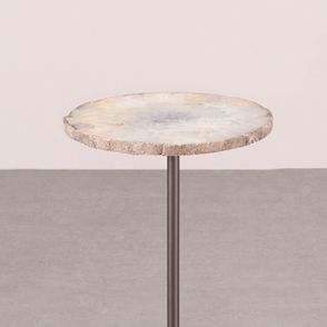 Mesa Apoio Urano Baixa Tampo Pedra Ágata Base Aço Bronze - 72636