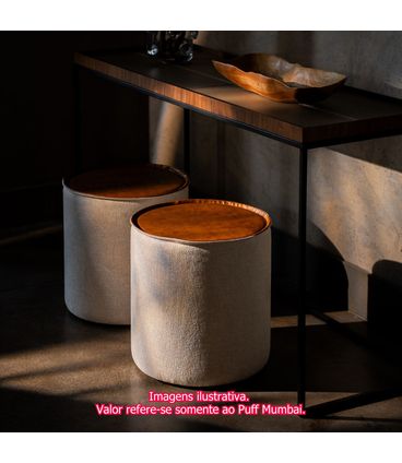 Puff Dubai Corino Caramelo Shine Assento Trama Latte - 78374