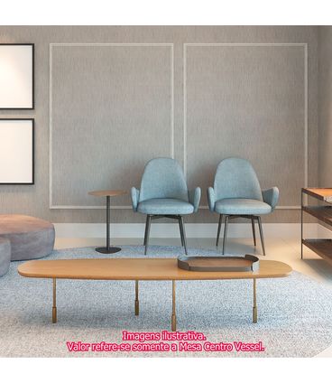 Mesa Centro Dommo Tampo Laca Gold Com Vidro Pés Latão - 78372