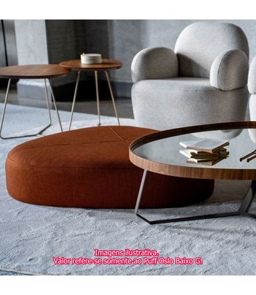 Puff Elsinki Baixo G Linho Cinza - 78380