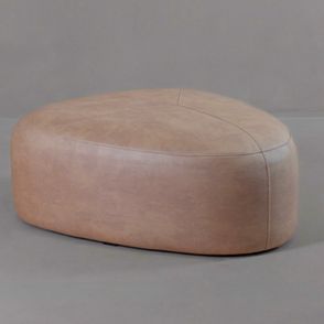 Puff Oslo Baixo P Couro Natural Sand - 78382