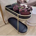 MesaLateralDanubioTampoCarvalhoEbanizadoBaseDourada