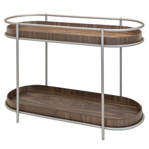 Mesa Lateral Danúbio Tampo Nogueira Base Champagne - 78389