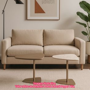 Mesa Lateral Pepper Alta Mármore Travertino Base Bronze - 78390