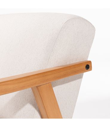 Poltrona Baixa Bela Assento Cru Base Madeira Mel - 78402