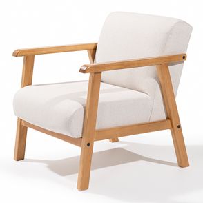 Poltrona Lindy Com Braço Assento Cru Base Madeira Mel - 78403